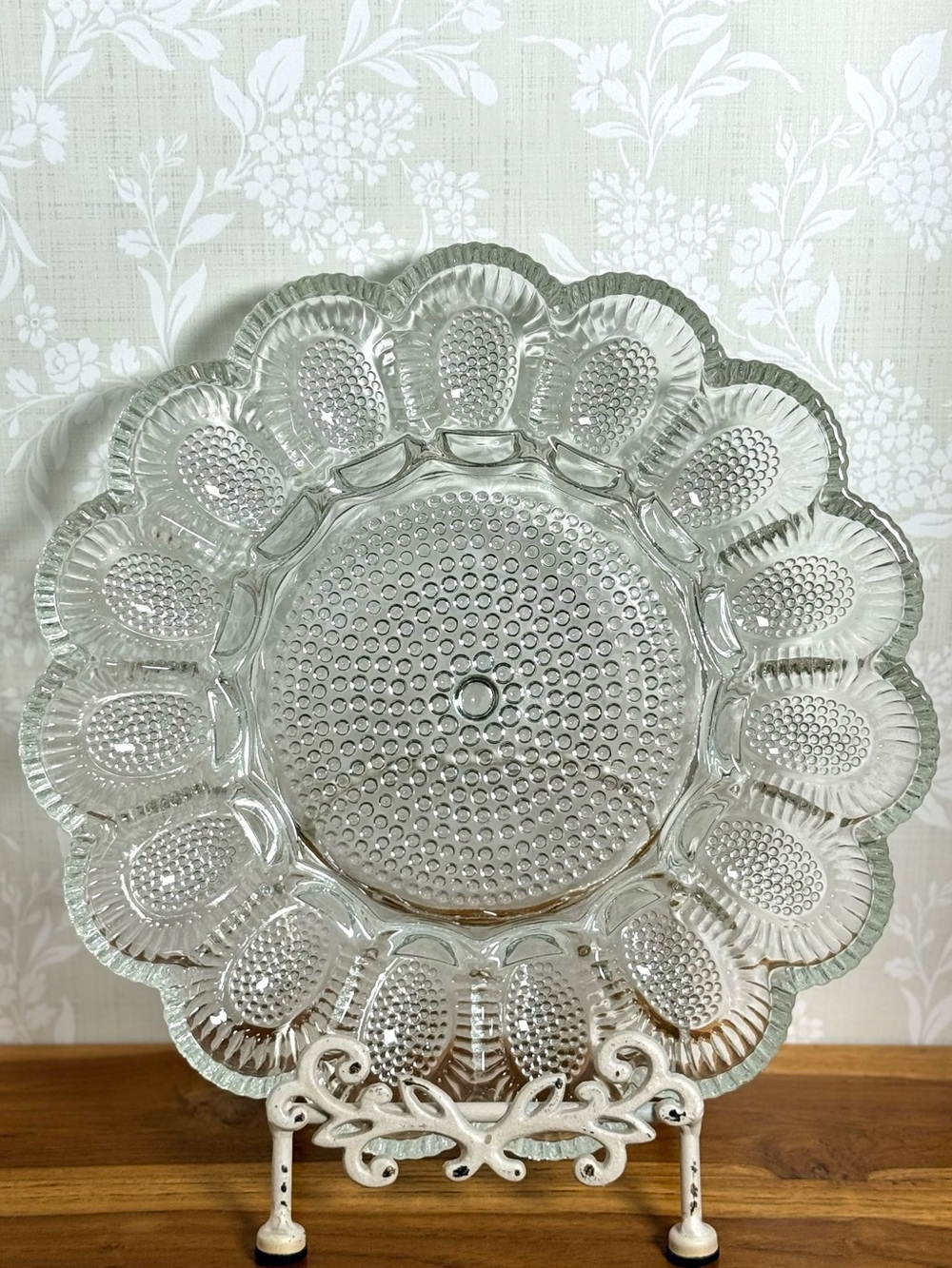 Vintage Hobnail Deviled Egg Glass Dish Indiana Glass